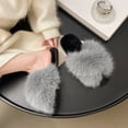 thumbnail image 4 of CHUMUD Women's Faux Fox Fur Slippers - Plush Open-Toe Mules with Cushioned Non-Slip Sole, Cozy Winter Slides, 4 of 9