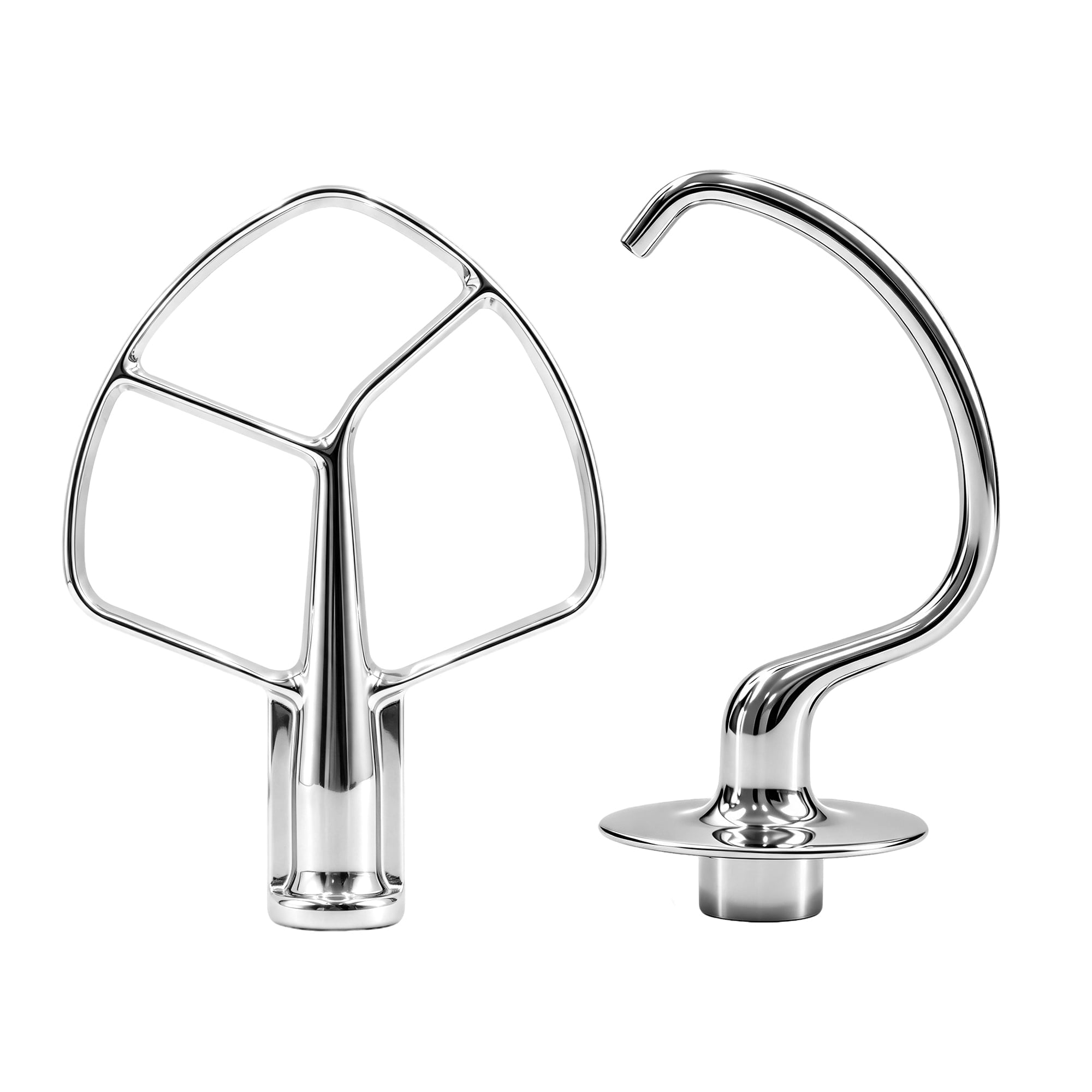 Cfweater Stainless Steel Dough Hook & Flat Beater Set Compatible with KitchenAid 5 Quart Bowl-Lift Mixers, 2-Piece, Dishwasher Safe.