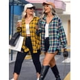 thumbnail image 3 of Zeagoo Womens Plus Size Flannel Plaid Shirt Roll Up Long Sleeve Mid-Long Button Down Shirts Casual Boyfriend Tops, 3 of 6