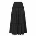 thumbnail image 3 of Avtoify Solid Color High Waist Elastic Lining Skirt Linen Pocket Casual Dresses for Women, 3 of 8
