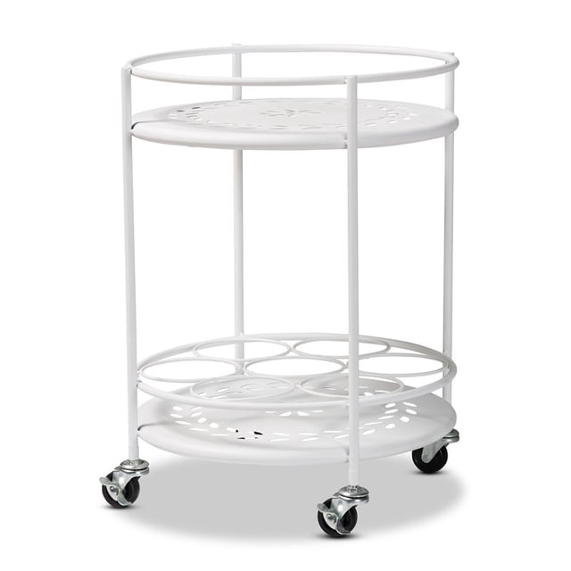 Baxton Studio Dallan White Metal 2-Tier Kitchen Cart