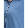 thumbnail image 5 of INSPIRE CHIC Women's Denim Shirt Dress Short Sleeve Button Down Casual Midi Dress Sky Blue M, 5 of 6