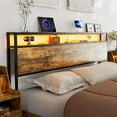 IKIFLY King Storage Headboard with LED Lights, Charging, Shelves