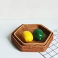thumbnail image 4 of Clearance Fruit Plate under $15 Rattan Hex Tray Desktop Decor Coffee Table Tray Fruit Serving Trays Sandwich Containers Table Decorations Wicker Picnic Basket Woven Bread Basket Wooden Vintage C, 4 of 9