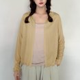 thumbnail image 4 of Jinhomg Thin Cardigan for Women Lightweight Long Sleeve Open Front Shrugs Casual Loose Solid Summer Cardigan Tops Daily Wear Khaki XXL, 4 of 8