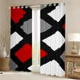 thumbnail image 2 of Homewish Geometric Plaid Black Out Curtains for Teens Girls Boys,Black Red White Curtains Pack of 2 (42x63 Each),Vintage Aesthetic Bedroom Curtains,Lightweight Room Decor, 2 of 6