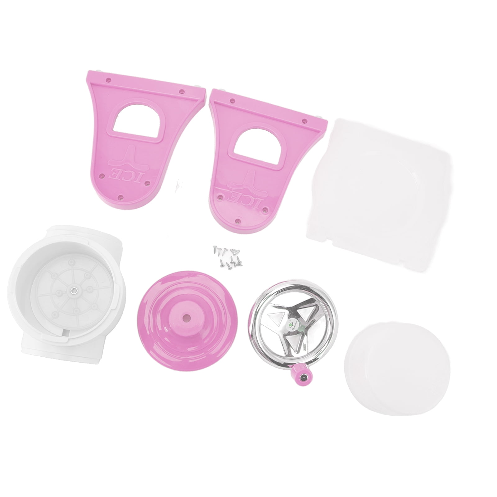 M Buder Hand Crank Shaved Ice Machine Stainless Steel Blades Portable Snow Cone Maker for Home Pink 11.2 inches / 28.5 cm