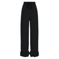 thumbnail image 4 of Lenpel Women's Wide Leg Pants Elastic High Waisted Drawstring Ruffle Hem Casual Trousers Palazzo Pants with Pockets, 4 of 7