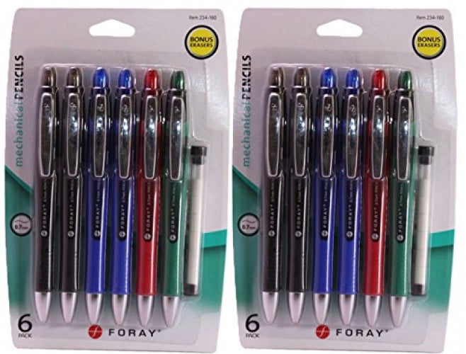 0.7 mm & 0.9 mm Foray Eraser Tip Mechanical Pencil Precision Click Grip 0.5 mm 