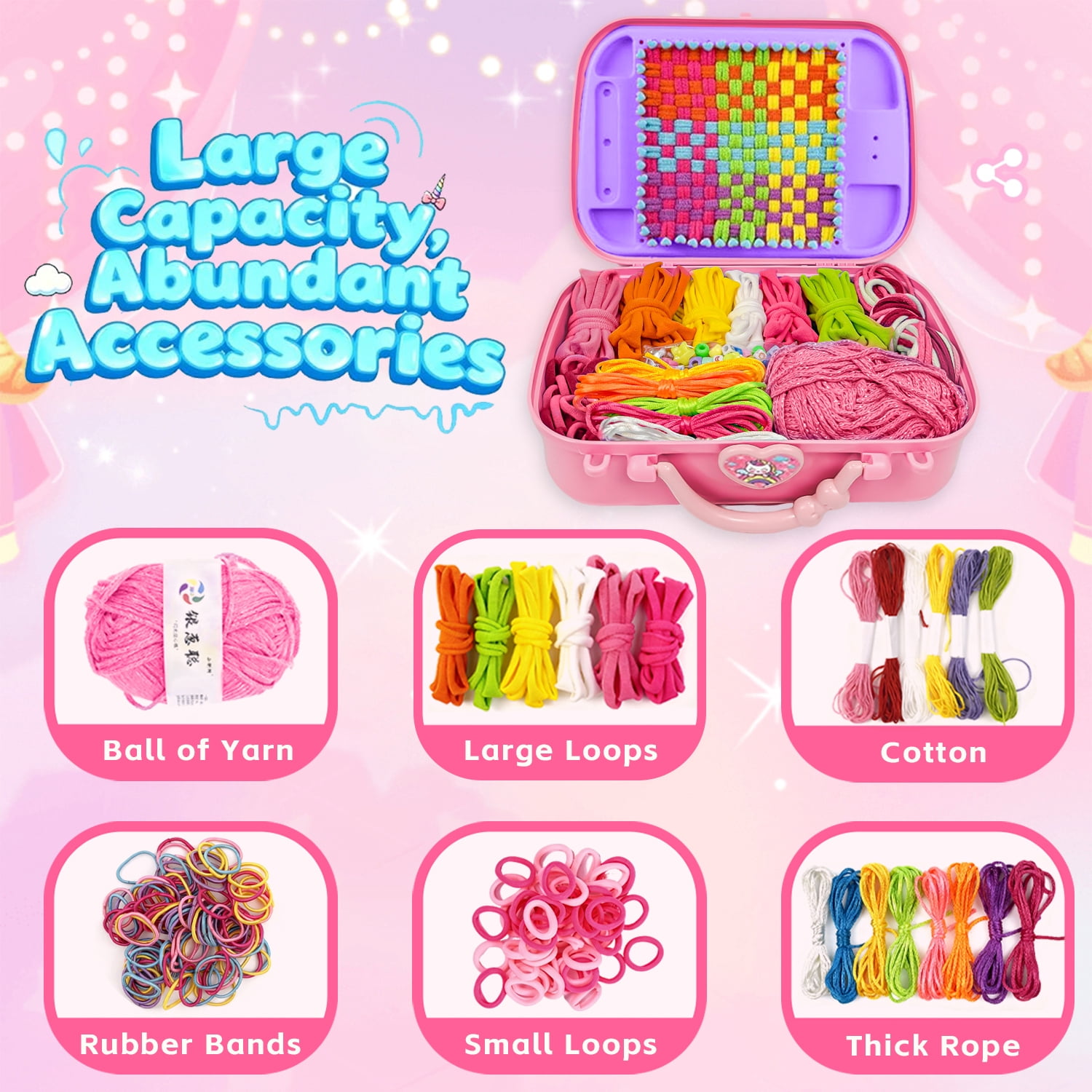 LINXUXIE 6-in-1 Weaving Loom,  DIY Arts, Friendship Bracelet Kit and Crafts Sets for Bracelet & Potholder & Bag, Birthday Gifts for 6-12 Years Old