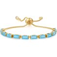 thumbnail image 3 of Gold-Tone Cubic Zirconia Rectangle Micro Pave Smooth Slider Bracelet Blue T120, 3 of 6