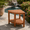 Dark Wood-16.8", variant on SOBREMESA 18" Outdoor Patio Seat with Shelf, Waterproof Teak-Finish Bench for Garden, Porch, Balcony and Poolside