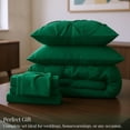 thumbnail image 4 of U by Bedsure King Comforter Set 7 Pieces- Pinch Pleat Bed in A Bag with Comforters, Sheets, Pillowcases & Shams, Emerald Green, 4 of 5