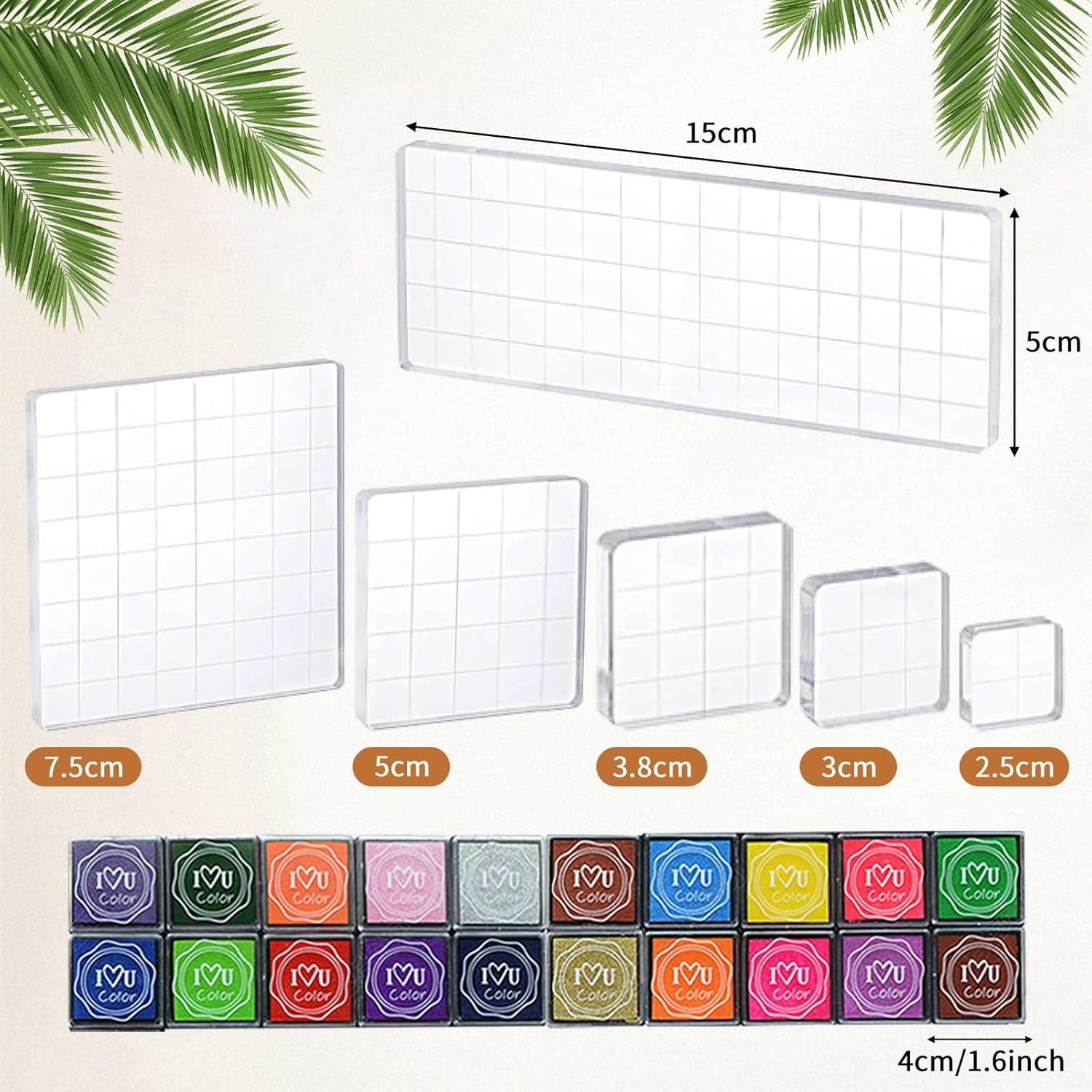 6 Sheets Words Clear Stamps for Card Making 20 Craft Ink Pad 6 Acrylic Stamp Block Tools with Grid Lines Transparent Silicone Stamp with Bible Verse Happy Birthday Stamps Craft Supplies