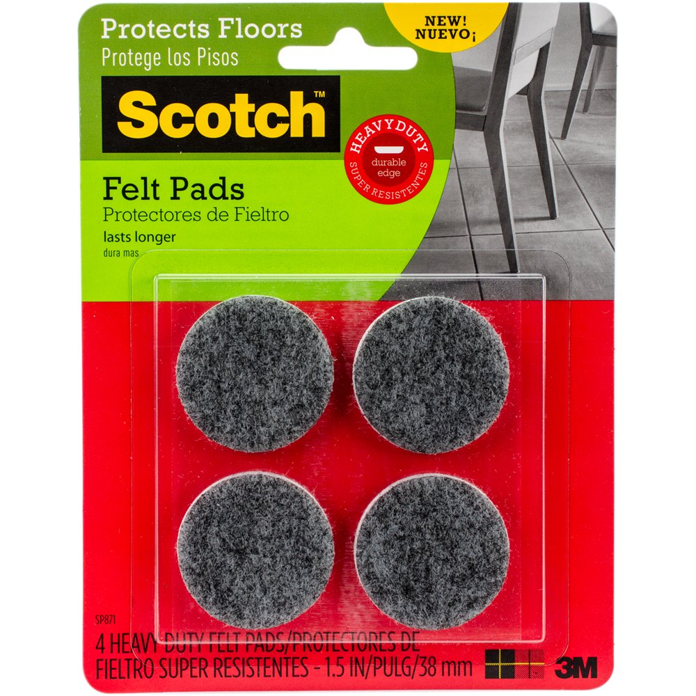 Scotch Heavy Duty Felt Pads 1.5", 4pk