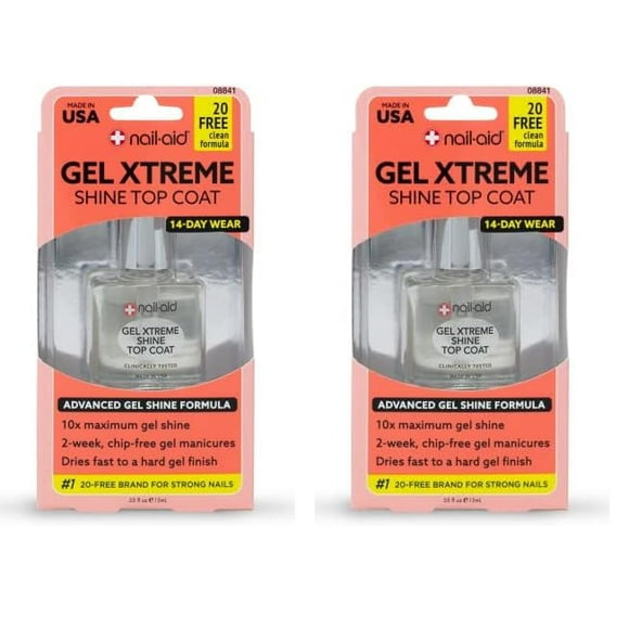 Capa superior Nail-Aid Gel Xtreme Shine, 16 ml (paquete de 2), transparente