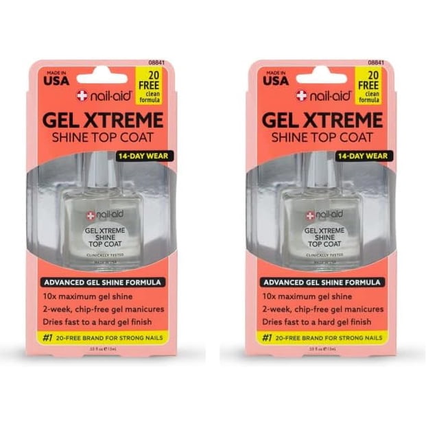 Capa superior Nail-Aid Gel Xtreme Shine, 16 ml (paquete de 2), transparente