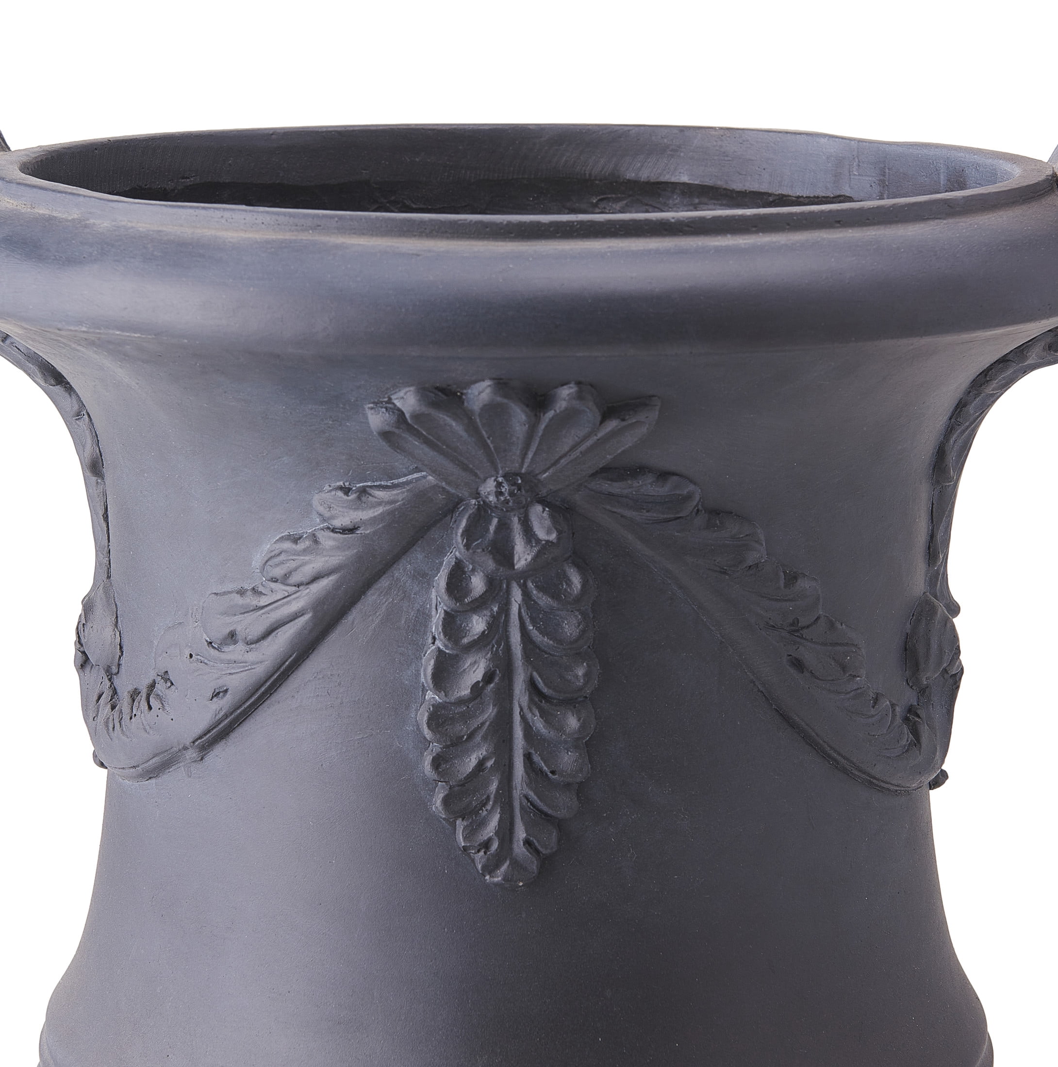 Christopher Knight Home MGO Flower Urn Planter with Scroll Handles, Black Finish