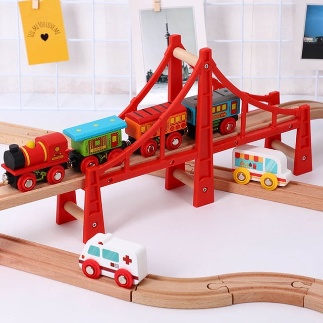 WRITWAA 1Pack Train Tracks Wood Railway Toys Environmental Learning Set For Toddlers And Children