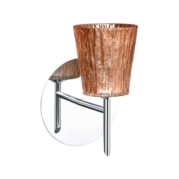 1SW-5125CF-LED-CR-Besa Lighting-Nico 4-One Light Mini Wall Sconce-5 Inches Wide by 7 Inches High-Chrome Finish-Stone Copper Foil Glass Color-LED