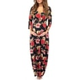 thumbnail image 2 of Mother Bee Maternity V-Neck 3/4 Sleeve Ruched Waist Dress, 2 of 4
