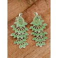 thumbnail image 2 of Crunchy Fashion Bollywood Jewellery Traditional Ethnic Bridal Bride Wedding Bridesmaid Oxidized German Silver Traditional Light Green Peacock Dangler Design Earrings, 2 of 4