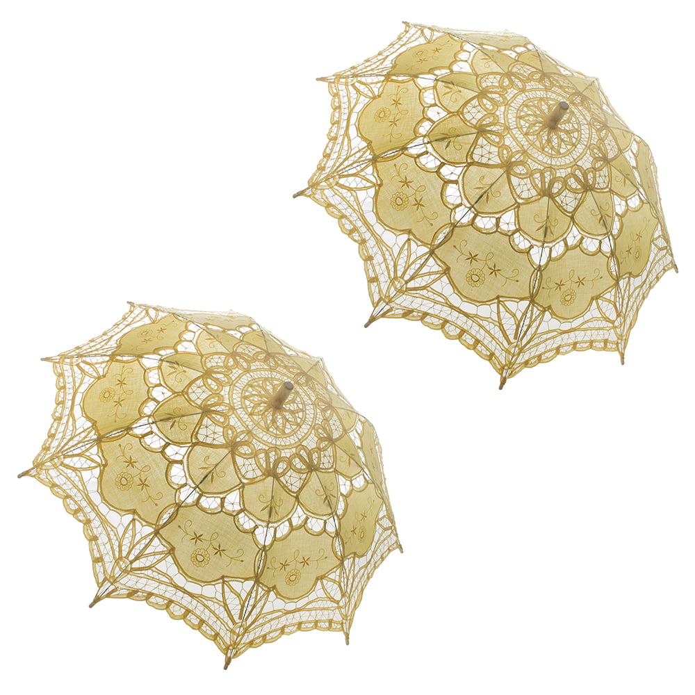 Umbrellas and Raincoats 1pc White Wedding Umbrella with Lace Ladies Stick Fashion Accessories