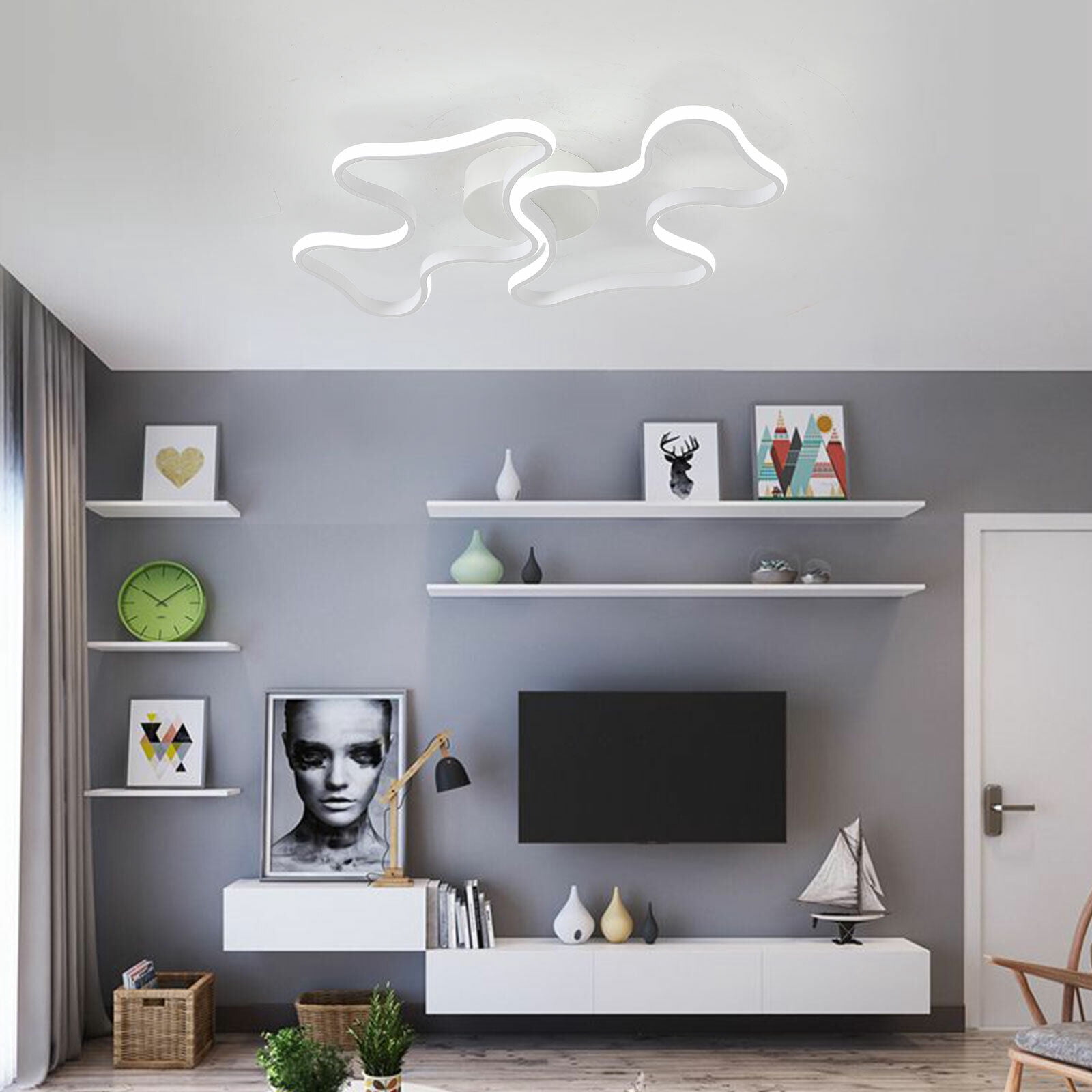 Miumaeov Flush Mounted LED Cloud Style Ceiling Light Pendant Lamp 2100lm Cool White 6000k AC100-277V