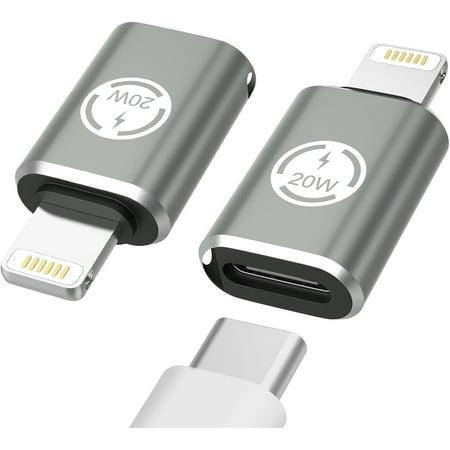 

GZHOUFDXINX Silver 2 Pack Female to Lightning Male Adapter - Supports 27W PD Fast Charging and Data Transfer - Compatible with 14/13/12/11/XS/XR/iPod - Not for Audio/OTG - Convenient Ligh