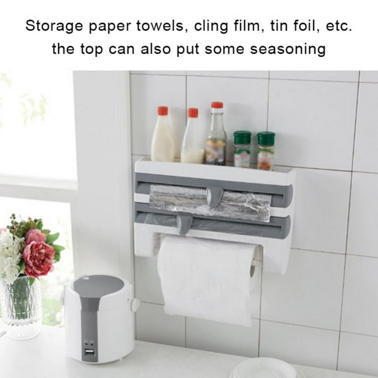 Toilet Roll Paper Holder Wall Mount Plastic Storage Rack Top