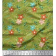 thumbnail image 1 of Soimoi Green polyester Crepe Fabric Snowflake,Leaves & Flower Floral Printed Fabric 1 Yard 52 Inch Wide, 1 of 3