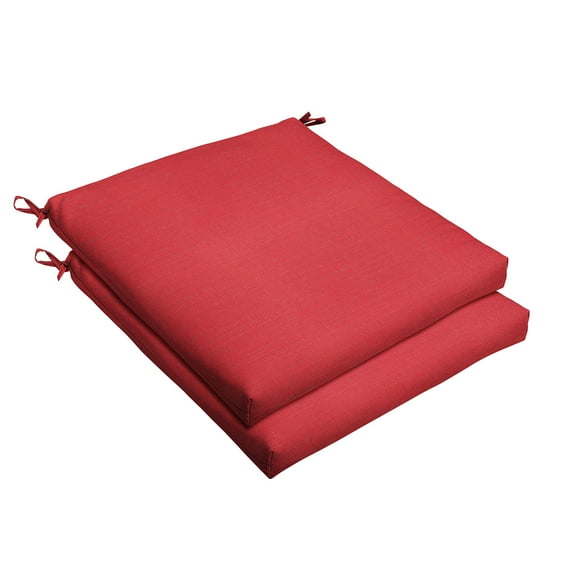 Sorra Home Sunbrella Bristol Square Chair Cushion (Set of 2) - Fade & Water Resistant, Outdoor & Indoor Patio Seat Cushion with Plush Foam - Dupione Crimson (19" x 19" x 2.5")