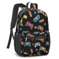 thumbnail image 2 of Game Controller Black Pattern 17" School Backpacks for Teens,Waterproof Oxford Fabric,S-Shape Padded Straps for School,Travel,Hiking,Camping, 2 of 6