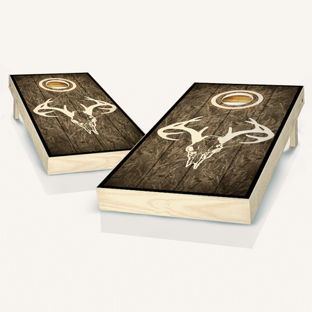 Skip's Garage Camo Skull Solid Wood Cornhole Board Set