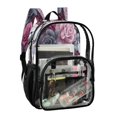 thumbnail image 2 of PVC Transparent Backpacks Clear Backpack for Travel and Outings Roses in Pink and Gray Tones, 2 of 7