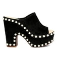 thumbnail image 2 of XYD Women Pearls Peep Toe Chunky Block Platform Heel Mule Sandals Slip-on Fashion Party Club Shoes Size 14.5 Black, 2 of 4