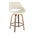 thumbnail image 2 of Fabrico Mid-Century Modern Counter Stool in Walnut and Cream Fabric by LumiSource - Set of 2, 2 of 7