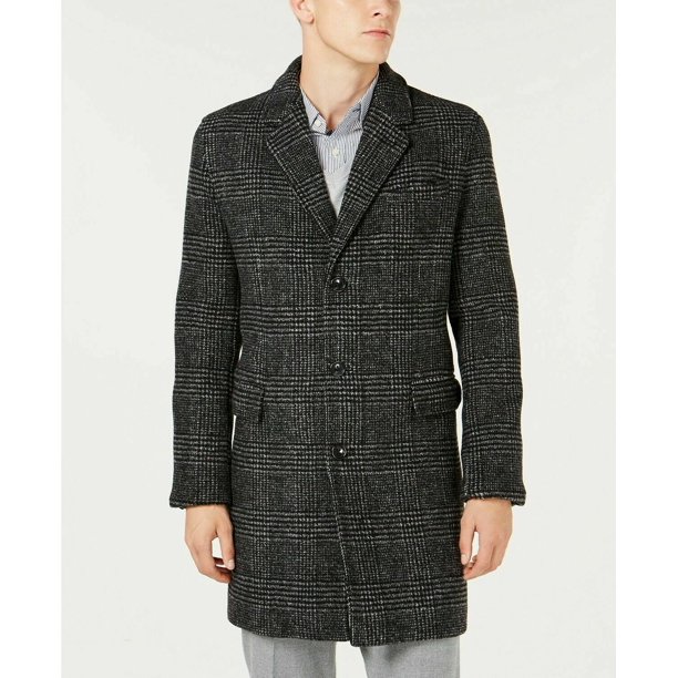 MK Michael Kors Lyndon Mens Slim Fit Black & White Glen Plaid Top Coat MSRP  $495 (42L) 