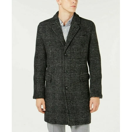 MK Michael Kors Lyndon Mens Slim Fit Black & White Glen Plaid Top Coat MSRP $495 (42L)