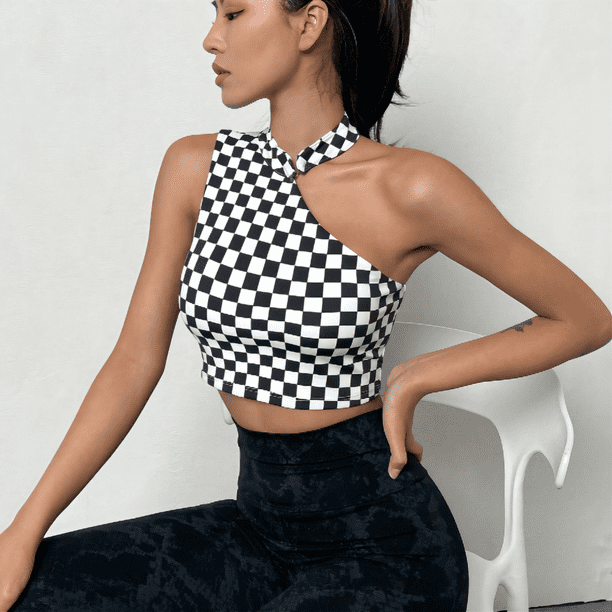 checkerboard halter top