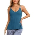 thumbnail image 1 of Camisetas sin mangas de mujer INSPIRE CHIC, pijamas de capa base, tirantes de espagueti, tops de tanque de sueño en V, XL azul pavo real, 1 of 6