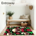 thumbnail image 3 of ODIKA 8'x10' Machine Washable Non-Slip Area Rug, Festive Pug Motif with Chic Accessories and Whimsical Holiday Charm High Traffic Rug, Black, 745661, 3 of 5
