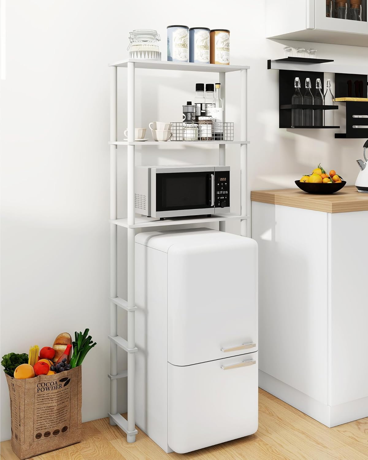 Librala Mini Fridge Organizer Shelf, 3-Tier Microwave and Mini Fridge Stand with Storage Dorm Refrigerator Shelf for Kitchen