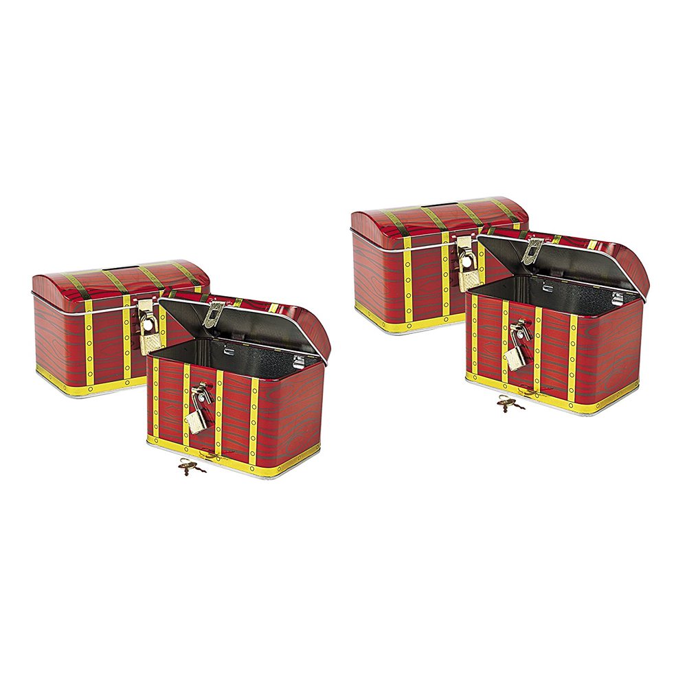 Oriental Trading Metal Pirate Treasure Chest with Lock (2Pack