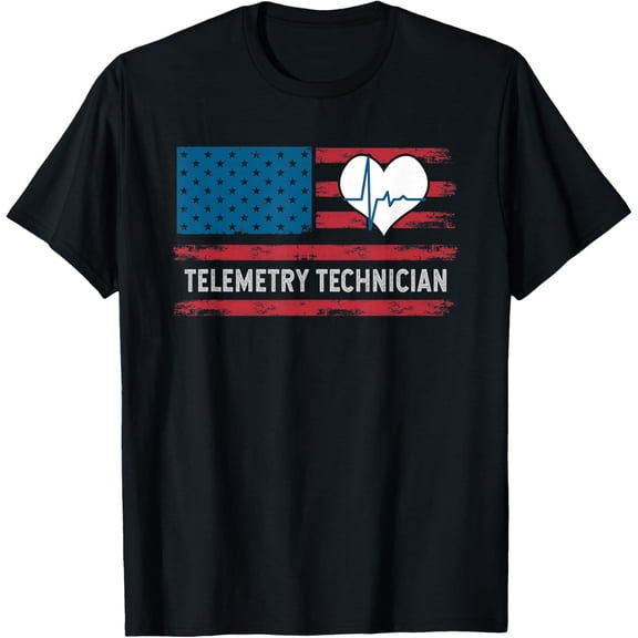Premium Comfort - Telemetry Technician Electrocardiograph Tech USA Flag T-Shirt