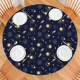 thumbnail image 2 of Dark Blue Moon Pattern Round Fitted Tablecloth with Elastic Edge,Dining Table Cover Waterproof,Outdoor Round Tablecloth for Camping,Dining,Indoor and Outdoor, 2 of 7