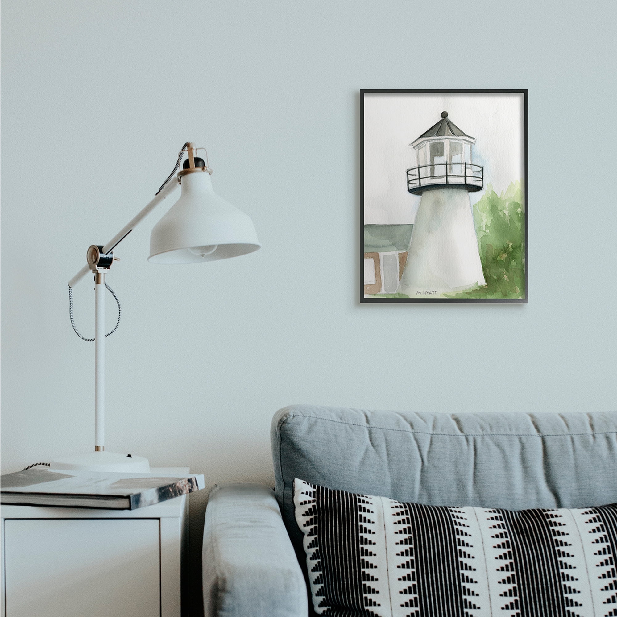Stupell Industries Hyannis Coast Lighthouse Waterside Architecture Black Framed, 16 x 20, Design by Melissa Hyatt LLC