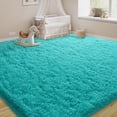 thumbnail image 2 of Janvonne Fluffy Teal Blue Area Rug for Bedroom Living Room Soft 9x12 Fuzzy Rugs Non-Shedding Indoor Plush Rug for Nursery Kids Room Dorm Room Home Decor, High Pile Shaggy Floor Carpets, 2 of 8