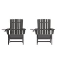 thumbnail image 2 of BizChair Adirondack Chair with Cup Holder, Weather Resistant HDPE Adirondack Chair in Gray, Set of 2, 2 of 12