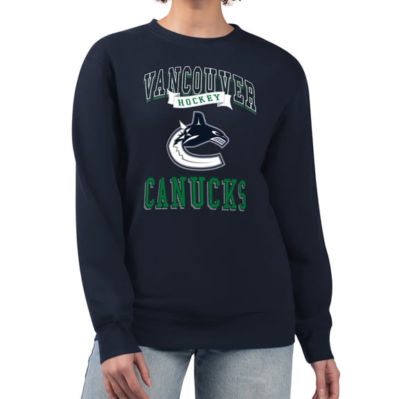 Women's G-III 4Her by Carl Banks Navy Vancouver Canucks Team Logo Tri-Blend Fleece Pullover Sweatshirt